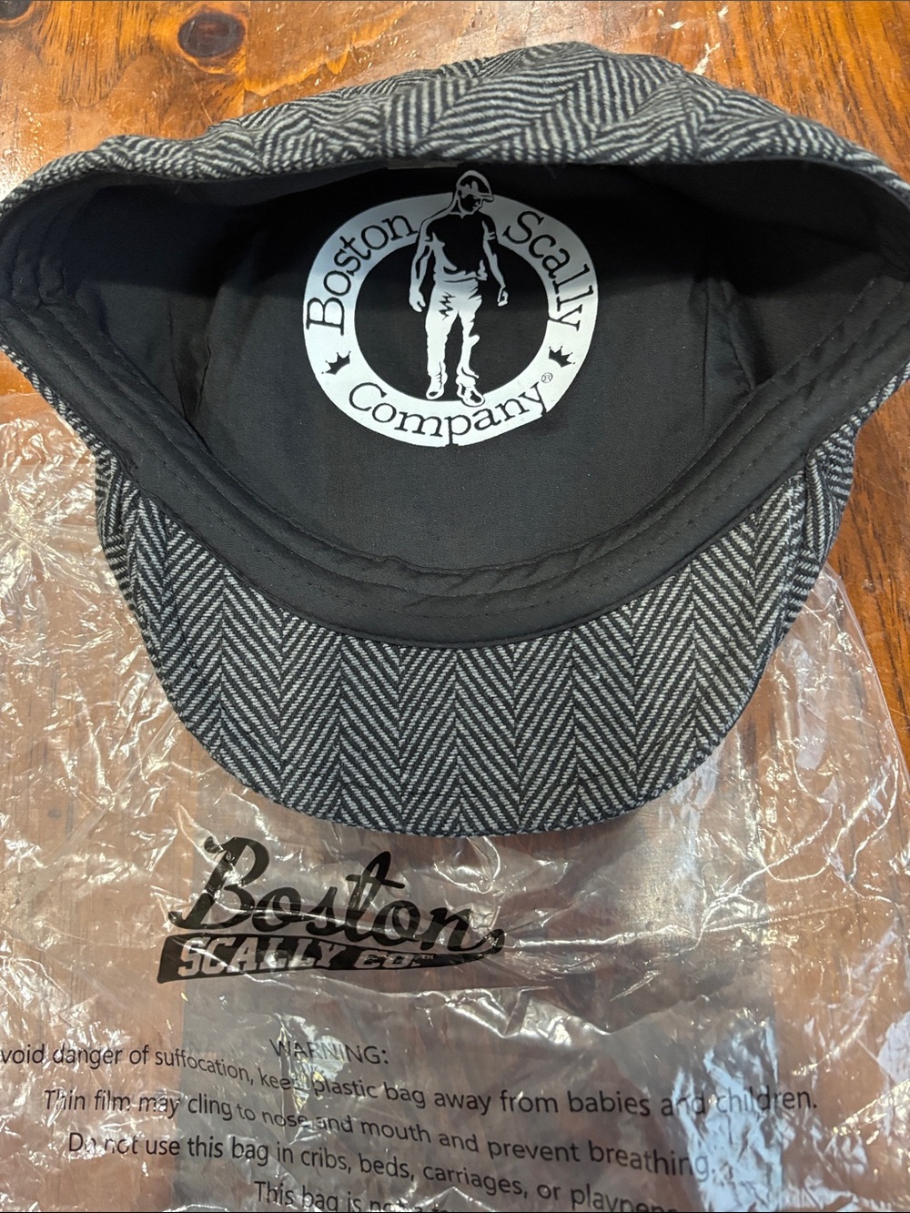 Men's Gray Herringbone Flat Cap